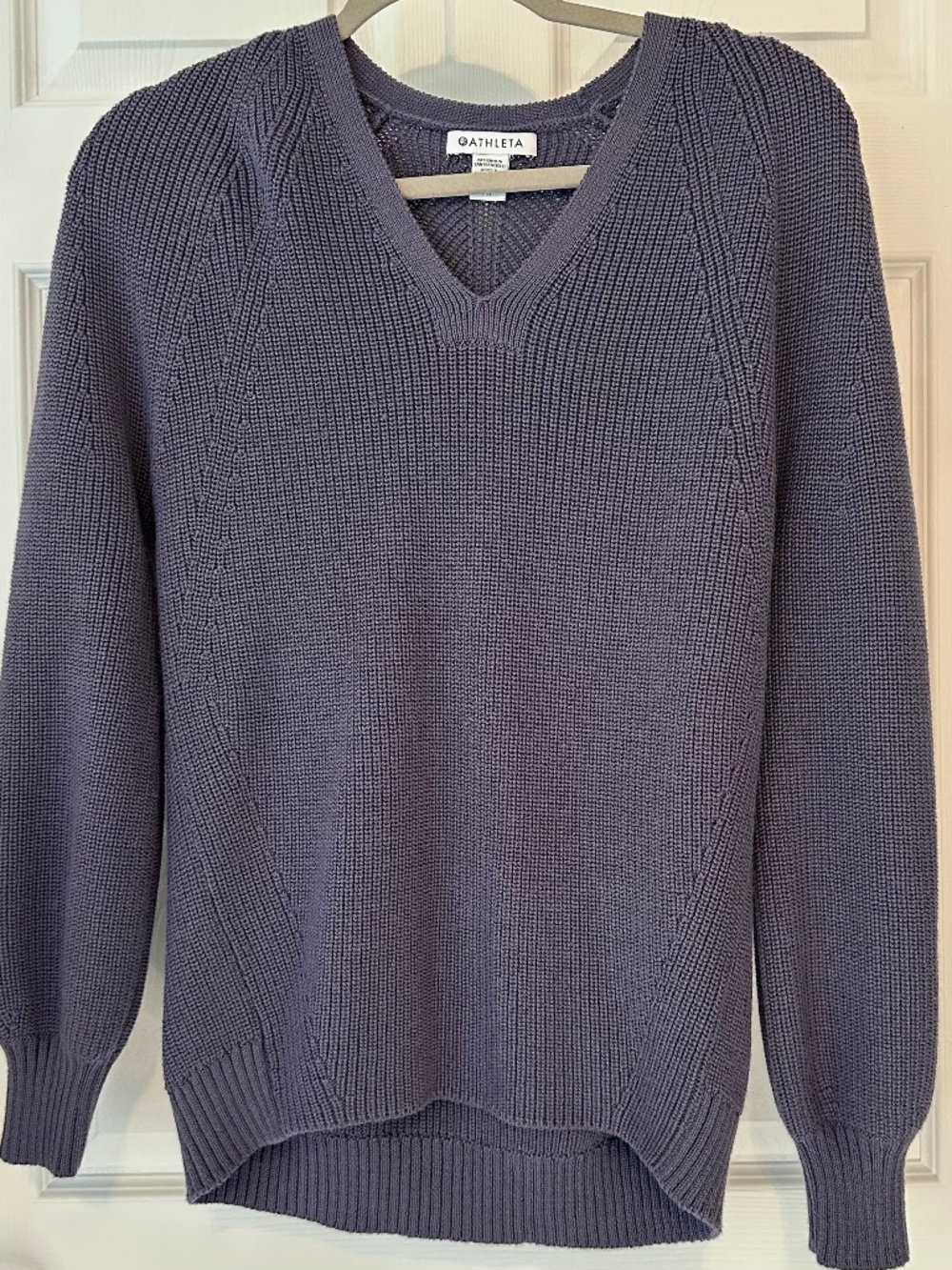 Athleta Hanover Refined V-Neck Sweater Purple XXS Petite